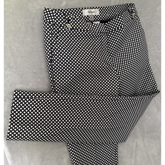 Women's Geometric Print Office Pants Stretch Black White Pockets Formal Size 6 - Picture 13 of 16